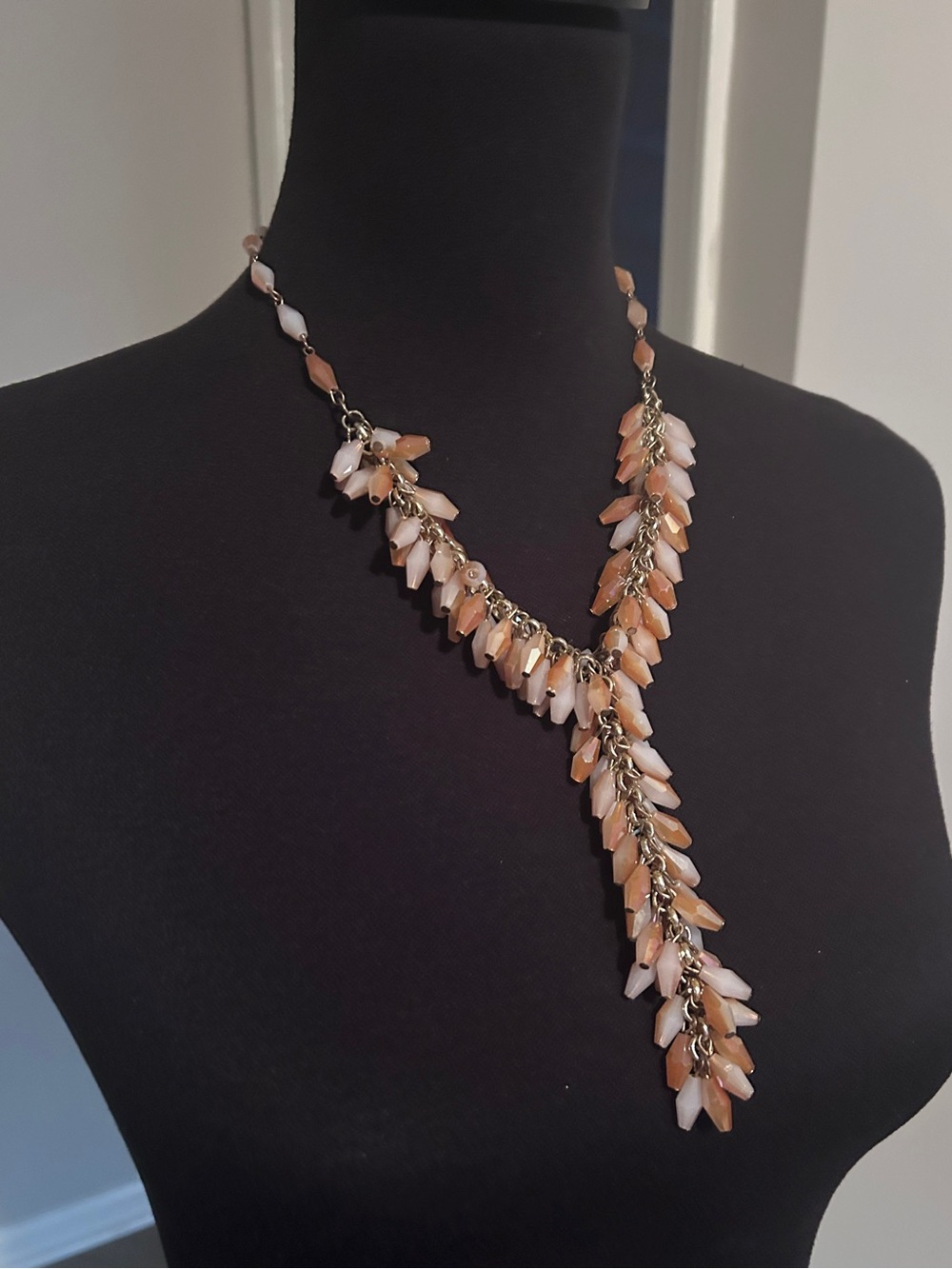 Elegant Peach and Cream Cascade Leaf Necklace